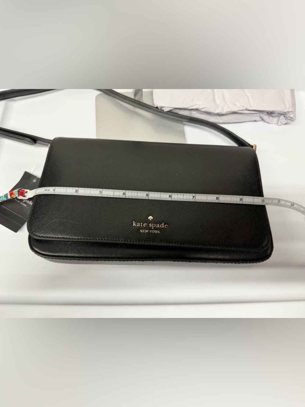 Kate Spade Staci Flap Shoulder Bag Black Saffiano Leather KF371 NWT - Picture 10 of 11